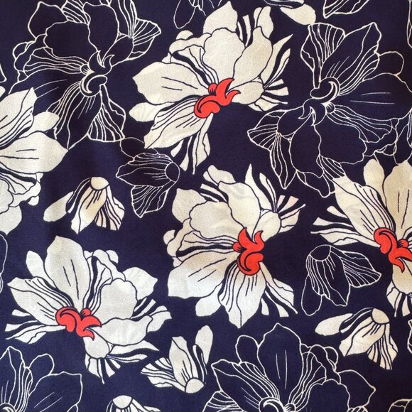 Lara Tropical Floral Print Navy Blue Orange White Caftan Shirt Mini Dress - M/L - Picture 4 of 4
